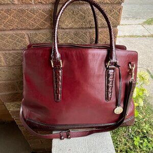 BRAHMIN Large Duxbury Tuscan Cranberry Moc Croc Laptop iPad Shoulder Bag Satchel